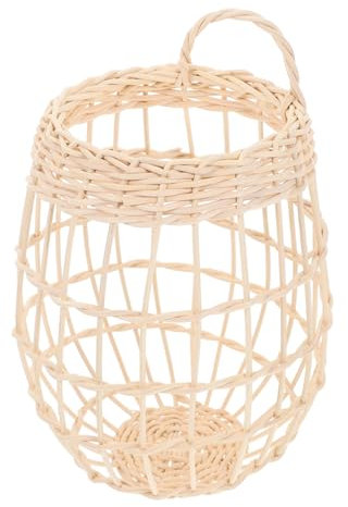 OUNONA Rustic Woven Rattan Storage Basket Wall Hanging Kitchen Decor Fruit Vegetable Basket for Daily Use Garlic Sundries Storage