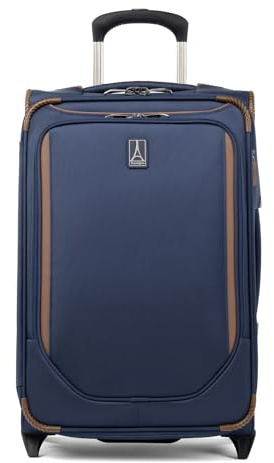 Travelpro Crew Classic Lightweight Softside Expandable Carry on Luggage, 2 Wheel Upright Rollaboard Suitcase, Men and Women, Carry On 22-Inch, Patriot Blue