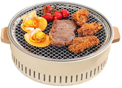Holzkohlegrill Klein Guss,Klappgrill Outdoor Picknick Campinggrill,Tragbarer BBQ-Holzkohle-Grill Aus Eisen,Kleiner Picknickgrill Mit Bratpfanne Für Home Party Outdoor Camping