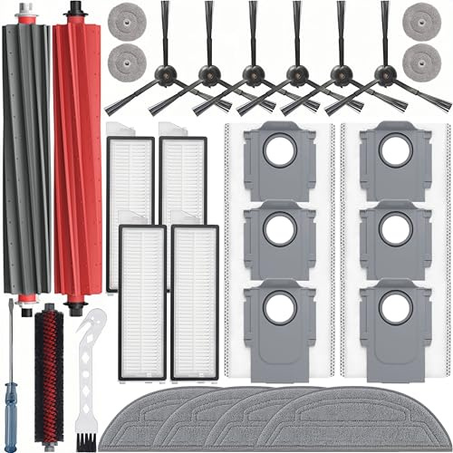 Bluearks Juego de accesorios para robot aspirador Roborock S8 MaxV, 2 cepillos principales, 4 filtros, 4 almohadillas de limpieza, 4 mopas pequeñas, 6 cepillos laterales, 6 bolsas para el polvo,