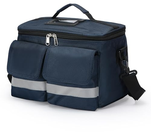 Erste Hilfe Kasten Leer Notfall Kits -Wasserdicht Feuer Prävention Verschleiß Widerstehen Erste Hilfe Tasche Verstellbarer Riemen für Haus Auto Wandern, Arbeitsplatz & Outdoor Marineblau 19*18*32 Aid
