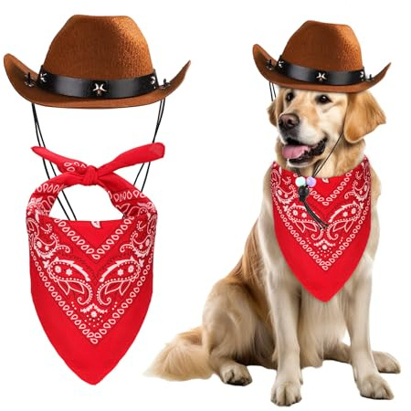 Halloween-Kostüme für Hunde, Hundekostüm Cowboy Cowboyhut für Hunde Halstuch für Hunde Lustige Halloween Haustier Kostüm für Hunde(Größe L)