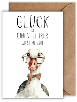 Lehrer Danke Karte mit Umschlag - Charmante Dankeskarte “Glück ist es einen Lehrer wie Sie zu haben!” Herzliche Dankeschönkarte Stilvolle Dankkarte für Lehrer (DIN A6)