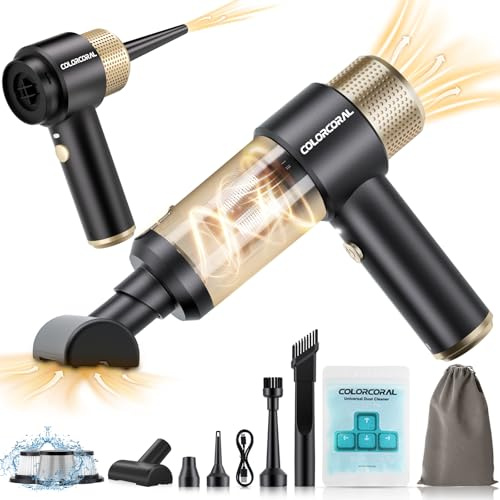 ColorCoral Handheld Vacuum Cleaner -Cordless Mini Vacuum 4-in-1 | Powerful Car Vacuum with Car Cleaning Gel Ideal for Pet Hair, Home, Office Desk and Car Interior Cleaning