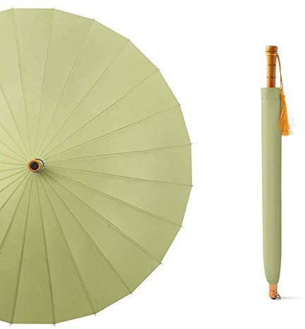 Winddichter Stockschirm mit 24 Fiberglas-Rippen und Retro-Holzgriff, großer Regenschirm für Damen und Herren