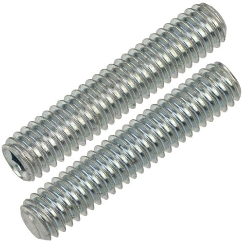 AERZETIX - Juego de 12 Tornillos Prisioneros sin Cabeza M4x20mm con Punta Plana - Huella HEX2 a 6 Lados Hueca - en Acero - Color Plata