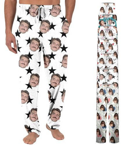 Custom Pyjama Pants With Face Photo For Men Women Personalized Pajama Pants With Packet For Couples Custom Pajama Sleepwear Bottoms With Pockets For Your Lover Multicolor S-3Xl (Style B)