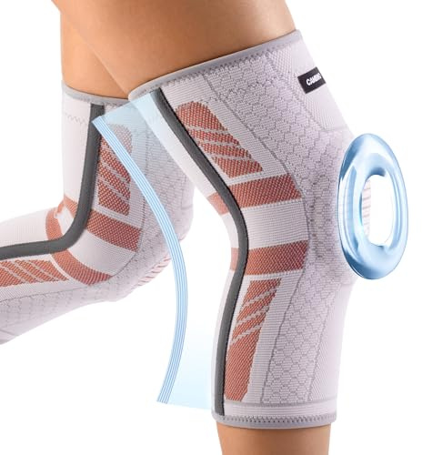 CAMBIVO Genouillère avec Stabilisateurs Latéraux et Coussin en Gel Rotulien | Genouillère Rotulienne de Compression, Genouillere Arthrose Genou, Genouillère Sport pour Ménisque, Douleur Genoux, Sport