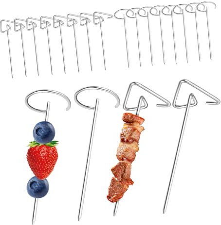 GAROZATION 20stücke Grillspieß Aus Metallspieße Für Fleisch Und Gemüse Langer Spieß Für Barbecue Und Outdoor-küche Wiederverwendbare Grillutensilien Für Huhn Und Garnelen