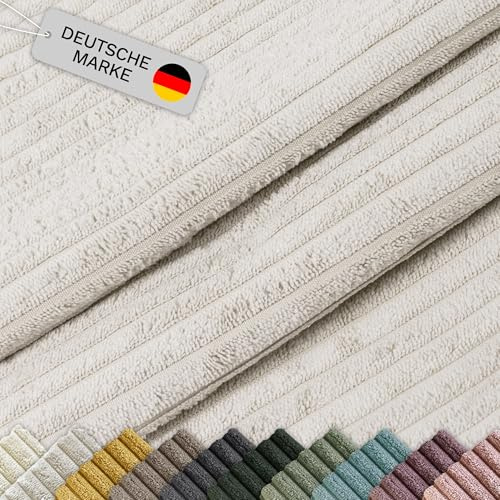 Lycce Cordstoff Meterware | 35.000 Scheuertouren | Tierfreundlich & kratzresistent | 1 lfm x 1,40 m breiter Polsterstoff für Möbel, Kissenbezüge und andere DIY Projekte | 360 g/m² | beige