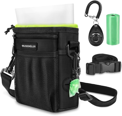 Sac de Dressage pour Chien, Pochettes à Friandises de Nourriture Traiter, Poches de Formation d'animal avec Clip Ceinture Ajustable, Clicker de Dressage pour Chien, Sac à goûter en Silicone