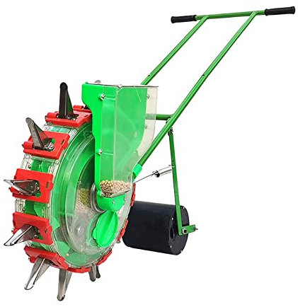 L'agriculteur pousse le semoir de légumes, le semoir de jardin, le semoir à chaîne, le semoir à une rangée, le semoir à main portable, le semoir de jardinage, les outils pour le maïs, les haricots,