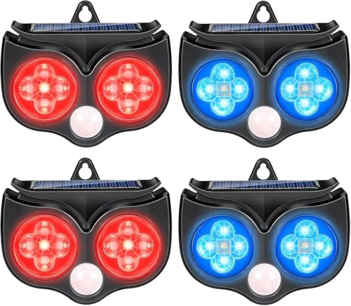 4x Ultrasuoni solari Animali notturni repellenti Sensori di movimento e luci rosse per dissuadere i predatori Raccoon puzzolenti Cervo allevamento allevamento giardino pollo ripellente zanzare