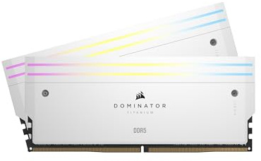 CORSAIR DOMINATOR TITANIUM RGB DDR5 RAM 32GB (2x16GB) 6000MHz CL30-36-36-76 1.40V AMD EXPO & Intel XMP Datorminne – Vit (CMP32GX5M2B6000Z30W)