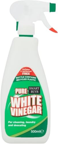 SMART BUYS White Vinegar Cleaner 500ml - Natural Multi-Surface Cleaner, Limescale Remover, Mould Eliminator, Safe for Family & Pets - Easy Spray Bottle for Home Use (1)