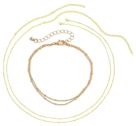 QKEPCY 2 Pezzi Catenina Vita Donna Catene per il Corpo del Bikini Regolabili Sexy Body Chain Spiaggia Estiva Accessori con Catena per i Piedi (Oro)