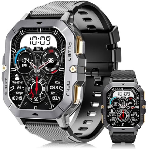 OUKITEL Reloj Inteligente Hombre, Smartwatch Hombre, 2.02'' Smartwatch con Llamadas Bluetooth, 100+ Modos de Deporte, Impermeable IP68, Monitor de frecuencia Cardiaca y sueño, Android iOS