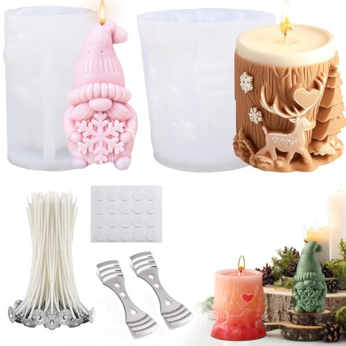 Dncvb Kerzenform Weihnachten 25 Stück Kerzenformen zum Gießen, Kerzen Formen Silikon, Silikonformen Gießformen Kerzen für Duftkerzen, Ornament, Weihnachten