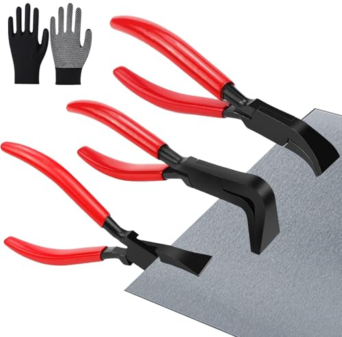 Bekasa 3 Pezzi Pinza piegatrice pinze per piegare, 0°, 45° e 90° Portatile pinze pieghevoli per lamiere, acciaio al carbonio per lattonieri e copritetti Utensili (18 cm di lunghezza)