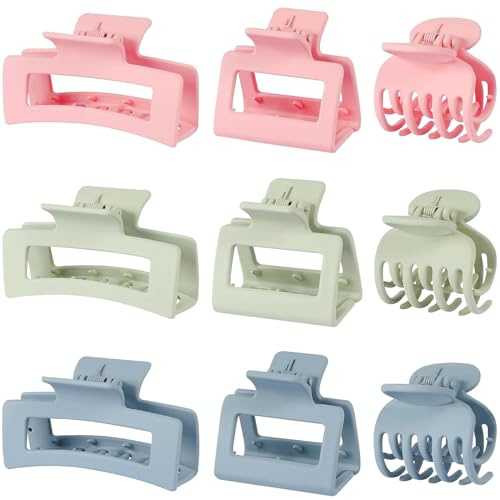 Rutschfeste Klauen Haarspangen Set, 3 Stil 9 Stück | Matte Haarschmuck für Damen, Frauen Mädchen. Geeignet für dünnes, dickes & kleines Haar. Ideal für Sport, Büro & Alltag