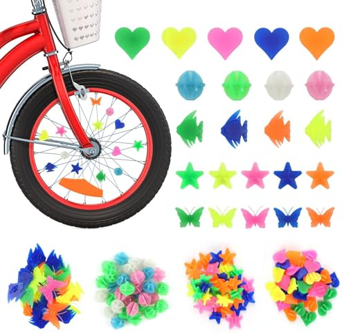 Speichenreflektoren Fahrrad Kinder, 240Stk Fahrrad Zubehör Speichenperlen Speichenklicker Leuchtendes Speichen Speichenreflektoren Fahrradzubehör Speichen Deko Fahrrad Kinder für Woom Mädchen Jungen