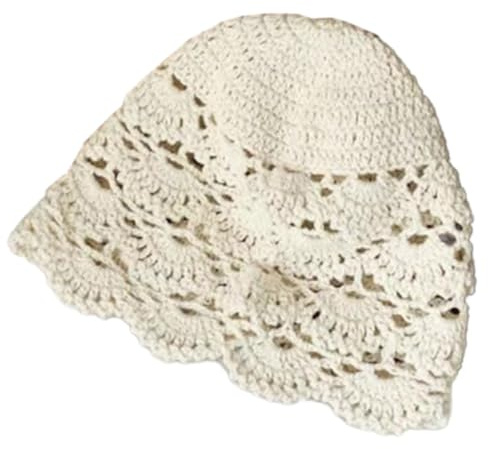Aniyan Häkelmütze Damen – Leichte mit Lochmuster & Spitzen | Elegante Slouchy Beanie (52-58 cm) | Netz-Mütze Spitzenmütze für Frühling, Sommer & Herbst (Beige)