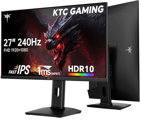 KTC Écran PC Gamer 240Hz 27 Pouces | FHD@240Hz | Support Ajustable | Panneau IPS Rapide | Temps de réponse 1ms (MPRT) | Luminosité 350 CD/㎡, HDR | Adaptive Sync | 97% DCI-P3, 99% sRGB, ΔE＜2 | H27F7