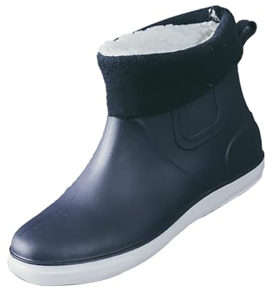 Botas de lluvia para hombre, forradas cálidas, resistentes al agua, con hebillas, antideslizantes, cómodas botas de invierno, zapatos de nieve para exteriores, zapatos de lluvia, zapatos de goma