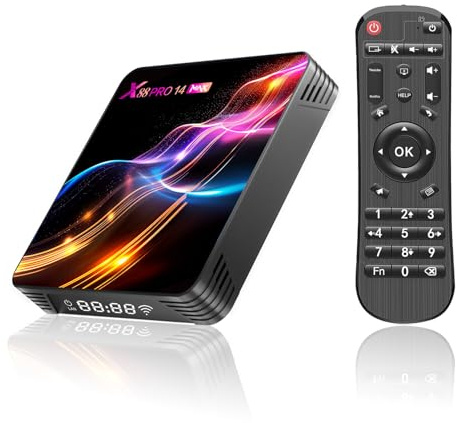 GREVA 8K Android 14.0 TV Box 2026, 3D HD Android Box 4GB RAM 64GB ROM RK3528 Chipsatz Unterstützung 2.4GHz/5.0GHz Dual WiFi6 HDR10 BT5.0 Ethernet LAN Internet TV Box Bluetooth Smart Media-Streaming