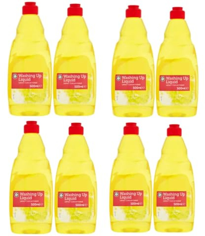 ES Lemon Concentrated Washing Up Liquid 500ml (Pack of 8) | Powerful Grease-Cutting Dishwashing Liquid | Fresh Lemon Scent | Long-Lasting Formula