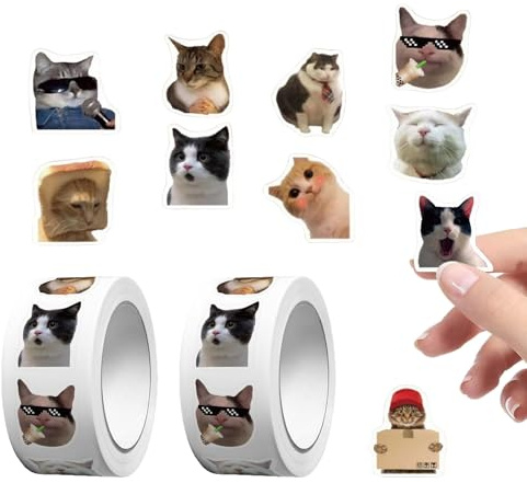 1000 Pcs Cute Stickers, Cat Stickers, Katseye Stickerss with Meme, Cute Kawaii Animal Sticker for Scrapbooking, Waterproof Vinyl Laptop Sticker, Funny Cat Stickerss for Water Bottle Notebooks Decals