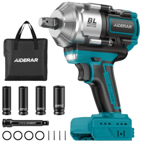 AIDERAR Schlagschrauber Akku 18V für Makita Batterie 1500Nm 1/2 Bürstenlos | 3-Gang Hochdrehmoment-Werkzeug für Reifenwechsel, Rostige Schrauben, Schweres Gerät (Ohne Batterie)