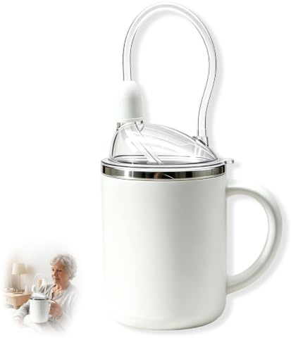 ZPSCXQ Adult Sippy Cup for Elderly Non Spill, 3-in-1 Drinking Assistance Cup with Lid and Straw, 450 ml Capacity for Bedside Hydration and Mobility Support, Spill-Proof Beaker for Disabled Adults