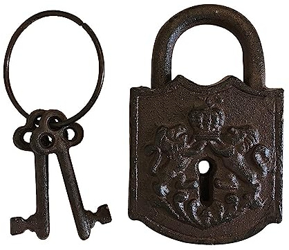 zeitzone Deko Vorhängeschloss Nostalgie Schloss mit 2 Schlüssel Gusseisen Antik-Stil