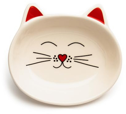 Park Life Designs Oscar Cat Dish - Feeding Bowls - Cat Shaped Food and Water Bowls for Cats (Cream)