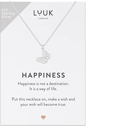 LUUK LIFESTYLE 925 Sterlingsilber Halskette mit Anhänger | Schmuckgeschenk für Freundin, Verlobte, Wasserfest, Hypoallergen, 50cm Verstellbare Kette