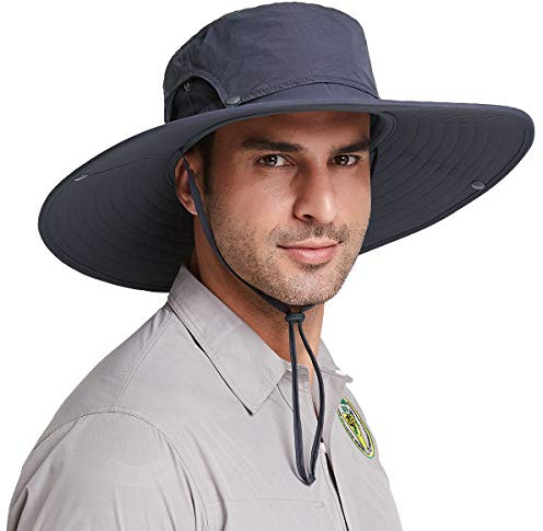 Gisdanchz Cappello da Sole Safari Uomo,Cappello Trekking Tesa Larga Estivo Traspirante Sole Anti UV Caccia Pesca Canottaggio Pescatore Impermeabile Uomo Cowboy,Verde Oliva