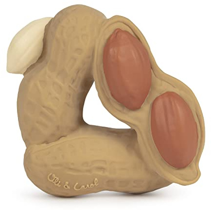 Oli & Carol - Baby-Beißring aus Naturkautschuk, Paco the Peanut, 8 cm