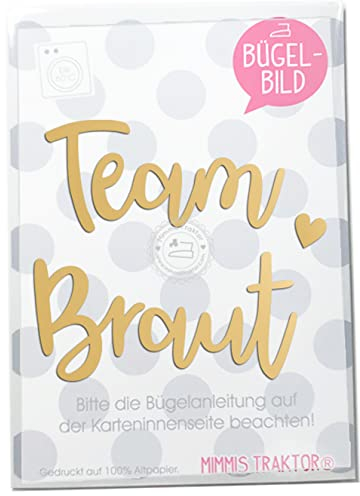 Bügelbild Team Braut JGA 18 cm FLEXFOLIE Aufbügler Applikationen Bügelsticker für Stoffe Textilien zum Aufbügeln, Farbe:goldfarben