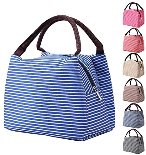Nanxson Bolsa Térmica Comida,Bolsas de Almuerzo térmica a prueba de fugas, Bolso de Mano para Mujeres Impermeable Fiambrera Isotermica Aislado Térmico para Hombres niñas（5.5L,Azul