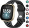 Upeak Sportarmband Kompatibel mit Fitbit Versa 3 Armband/Versa 4 Armband/Fitbit Sense Armband/Sense 2 Armband, Atmungsaktiv Silikon Doppelloch Schnappschnalle Ersatzband, Groß, Holzkohle/Schwarz