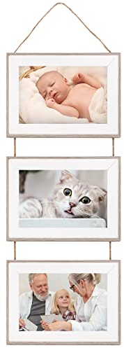 Anhow 3 Fotos Bilderrahmen 10x15 cm, Bilderrahmen Set mit Glas für Wandbehang - Grau/ 3 Stück (Horizontal)