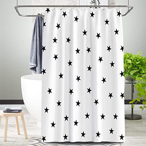 Hoisy Duschvorhänge, Anti Schimmel Duschvorhang Pentagramm Weiß Schwarz Größe 200X180CM Schnell Trocknend Polyestergewebe Badezimmerzubehör