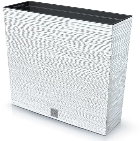Blumenkasten Blumentopf Balkonkasten Pflanzkasten Blumenkübel Furu Tannennadeln Design Pflanzgefäß Tower 77cm x 69cm mit Pflanzeinsatz (Weiß Furu)