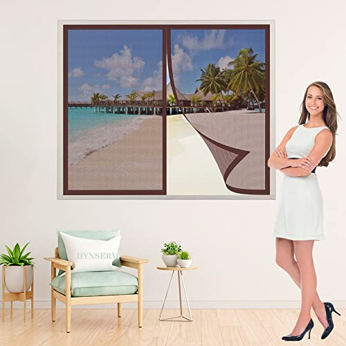 Fliegengitter Fenster 165x200cm Braun Insektenschutz Tür Kratzfest Ohne Bohren Stärkere Magnetkraft für Balkontür Kellertür und Terrassentür