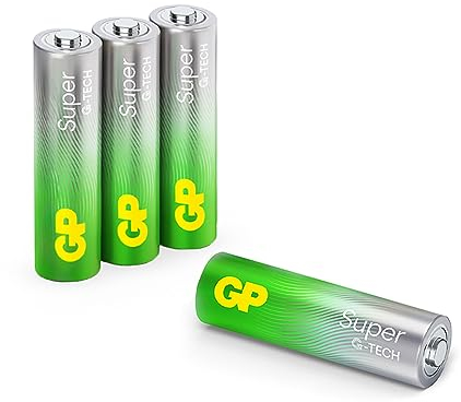 GP Super alkaliska batterier AA 1,5 V, perfekt för strömförsörjning av dagliga behov, nya G-TECH Longlife teknik, 4 stycken AA-batterier