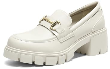 DREAM PAIRS Loafers for Women, Platform Chunky Loafers & Slip On Casual Shoes, Beige, Size 11, SDLS2321W