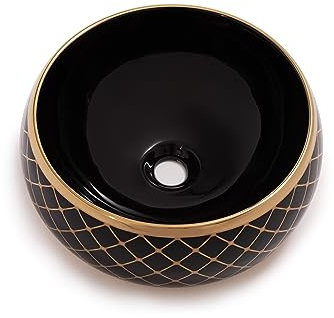 RD Luxury® Design Aufsatzwaschbecken Rundes Waschbecken Kleines Waschbecken Aufsatzwaschbecken für das Badezimmer Handwaschbecken Farbe Schwarz