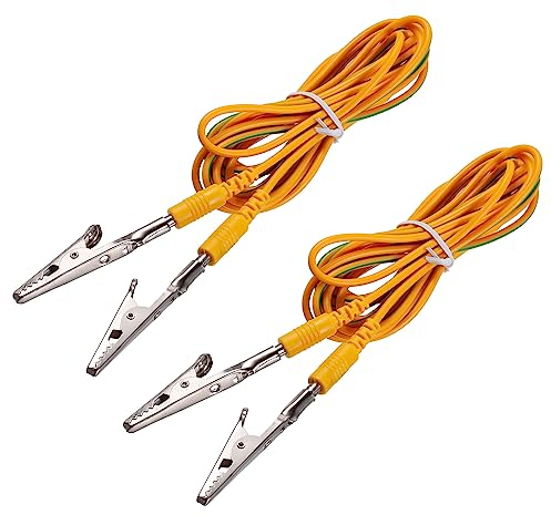 QUARKZMAN ESD Erdung Kabel Kordel mit Krokodilklemme 3.0m/118 Lang Gelb Antistatische Masse Draht Kabel Clip für Entfernen Stromleiter Elektrostatik Paket von 2