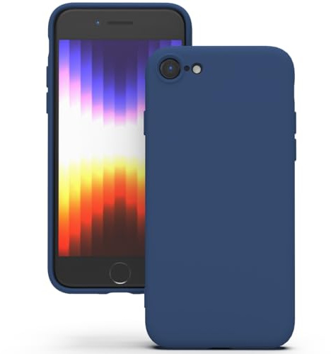 YATWIN Hülle für iPhone SE 2022/2020, iPhone 8/7, Silikon Handyhülle mit Futter, 1mm Kamera und Displayschutz, Dünn & Leicht, Anti Kratzer Case, Blau